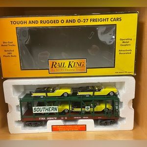 RAIL KING ELECTRIC TRAINS FREIGHT CARS SOUTHERN AUTO CARRIER 1955 PONTIACS